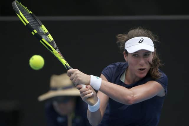 Johanna Konta completed her first-round match in Sydney without obvious physical problems. Picture: AP