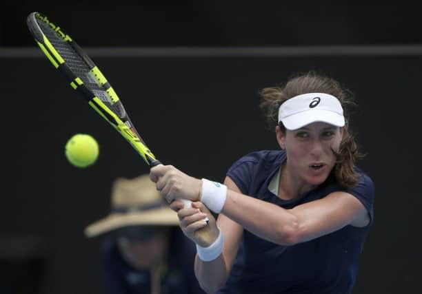 Johanna Konta completed her first-round match in Sydney without obvious physical problems. Picture: AP