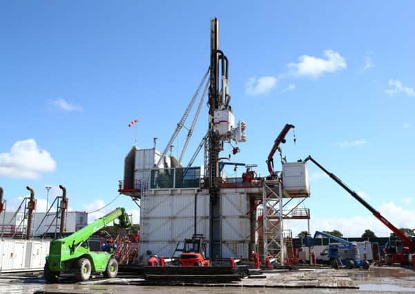 A drilling rig to explore for shale gas at the Preston New Road site, Blackpool, Lancashire