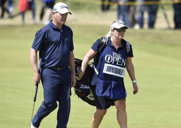 David Drysdale with his wife Vicky who will be caddying for him again this season. Picture: Ian Rutherford