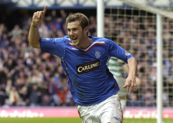 Kevin Thomson scores for Rangers against Celtic in 2008. Picture: Robert Perry