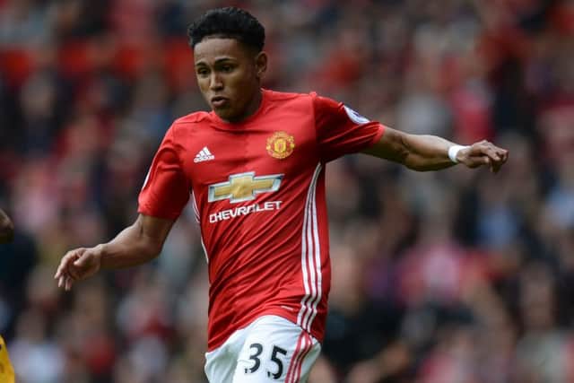 Manchester United's Demetri Mitchell has joined Hearts on loan until the end of the season. Picture: AFP/Getty.