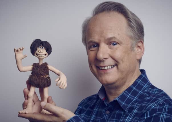 British animator Nick Park aardman animation with a character from new movie. Picture: TSPL