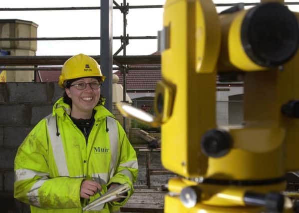 CIVIL ENGINEER NICOLA BERTRAM (23) WHO HAS JUST GOT HER FIRST JOB AS JUNIOR SITE ENGINEER ON THE VERSACE STORE AT FREEPORT LEISURE VILLAGE AT WESTWOOD, WEST CALDER. SHE WAS ONE OF ONLY 3 WOMEN ON HER COURSE AY NAPIER UNIVERSITY.
