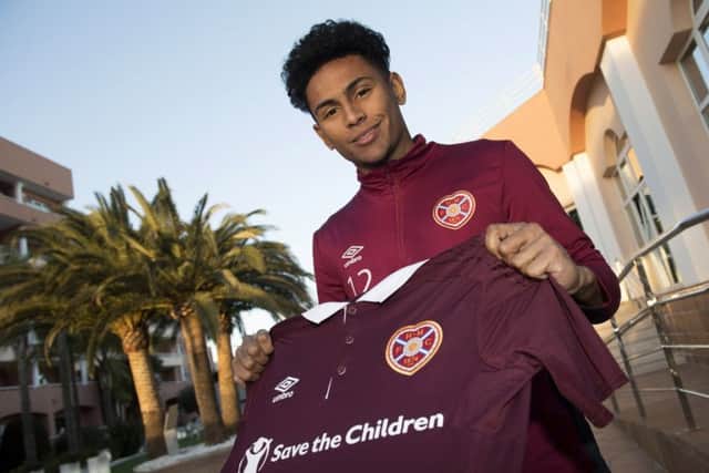 Hearts' new loan signing Demetri Mitchell at the club's training base in Valencia. Picture: Craig Foy/SNS