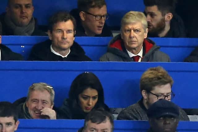 Good, but no Waspburger. Stamford Bridges press box offered no Alloa delicacies for Arsene Wenger. Photograph: Ian Kington