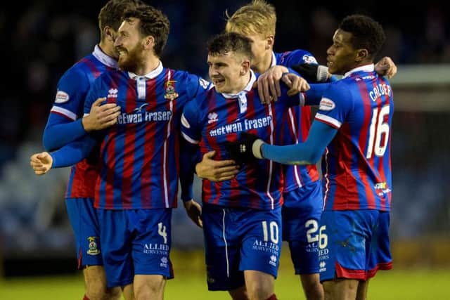 Aaron Doran celebrates his goal for Inverness. Picture: SNS.