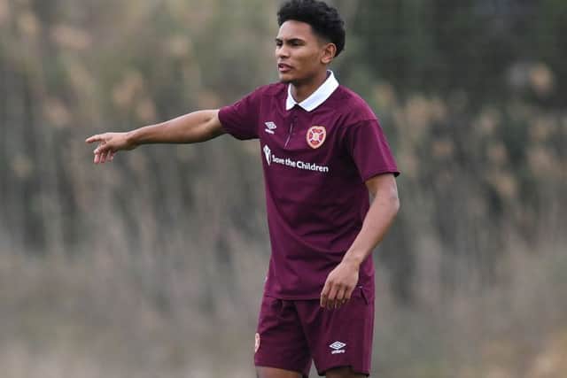 Demetri Mitchell played for Hearts in their 5-0 friendly defeat against Nurnberg. Picture: Craig Foy/SNS