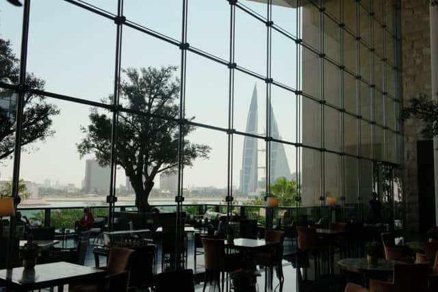 Main lounge at Four Season, Bahrain Bay showing World Trade Center. Picture: David McLean