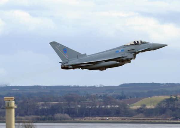 RAF Typhoon fighters like the one pictured were scrambled from Lossiemouth. Pic Ian Rutherford