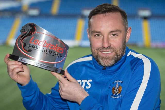 Kilmarnock's in-form striker Kris Boyd receives his Ladbrokes Premiership player of the month award for December. Picture: Ross MacDonald/SNS