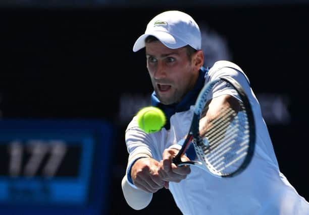Novak Djokovic in action against Donald Young in the first round of the Australian Open. Picture: AFP/Getty Images