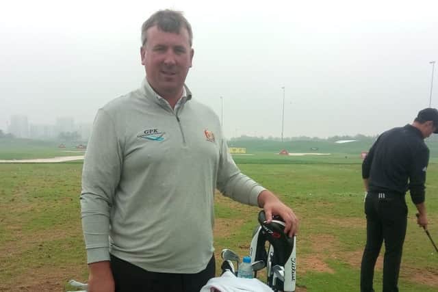 Tom Buchanan on the range at Abu Dhabi Golf Club. Picture: Martin Dempster