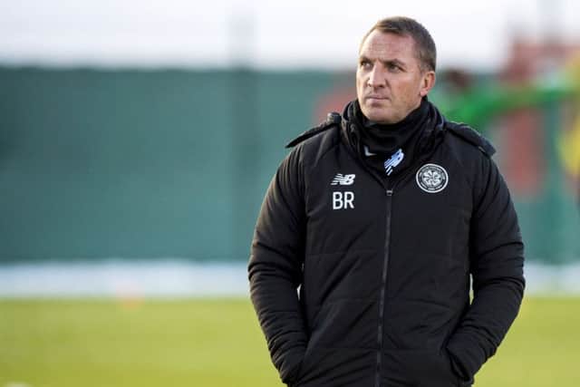 Celtic manager Brendan Rodgers looks on during training. Picture: SNS