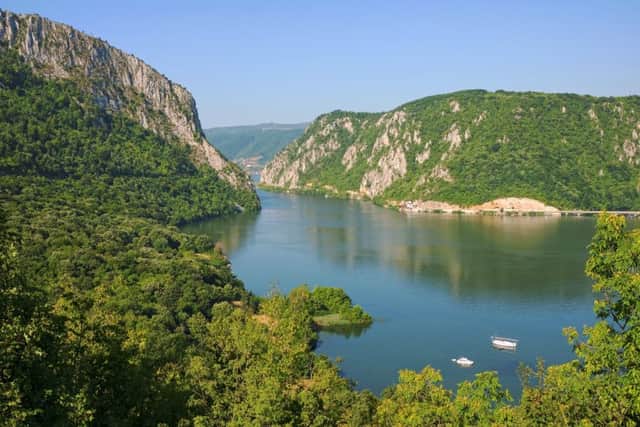 Danube River, Romanian coast from Iron Gate National Park, Serbia