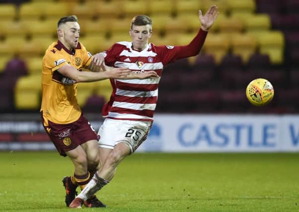 Allan Campbell and Lewis Ferguson clashed during Motherwell's Scottish Cup tie with Hamilton. Picture: SNS Group