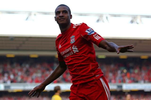 David N'Gog celebrates a goal for Liverpool against Arsenal. Picture: Getty Images