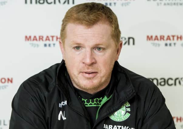 Hibs manager Neil Lennon addresses the media at the East Mains training centre. Picture: Craig Williamson/SNS