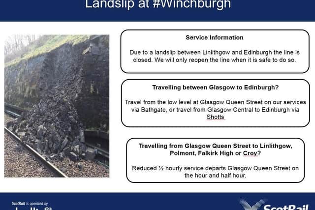 Advice to passengers following the Winchburgh landslip.