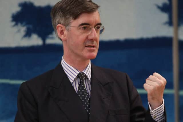 Jacob Rees-Mogg MP speaking to supporters during a Conservative Voice meeting, in the Boothroyd Room at Portcullis House, London.