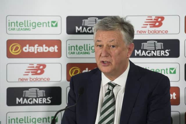 Celtic chief executive Peter Lawwell is planning on writing to Stewart Regan. Picture: SNS Group