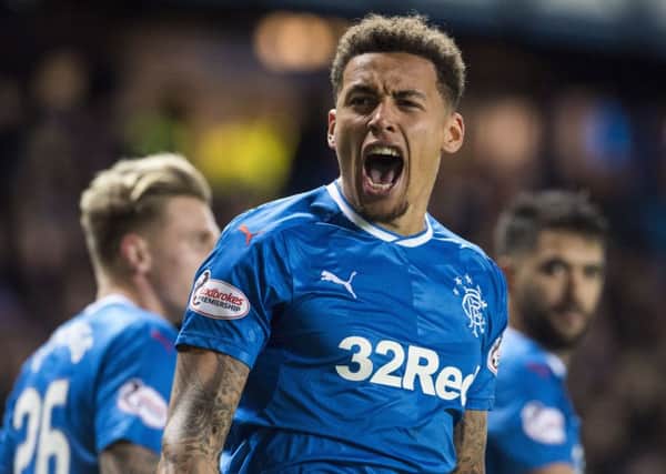James Tavernier celebrates his penalty for Rangers against Aberdeen. Picture: Craig Foy/SNS