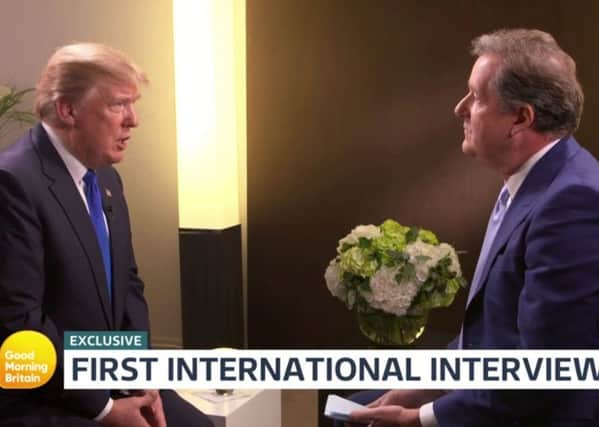 President Donald Trump being interviewed by presenter Piers Morgan on ITV's Good Morning Britain, Picture: PA