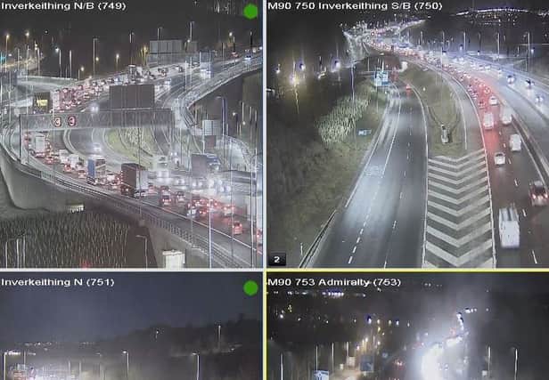 Tarffic queueing on the M90 at the Queensferry Crossing this morning, Picture: Traffic Scotland