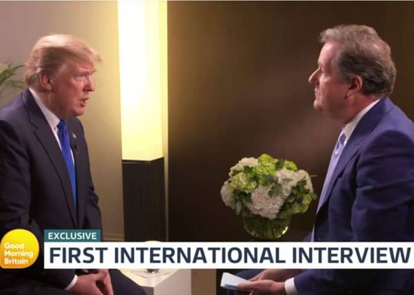 Donald Trump speaks to Piers Morgan on Good Morning Britain, Picture: ITV/PA