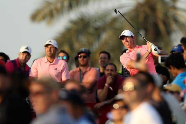 Rory McIlroy could only manage 11 holes in his second round after a fog delay at Emirates Golf Club. Picture: Getty Images
