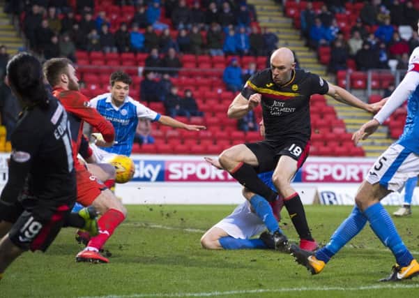 Partick Thistle's Connor Sammon scores to make it 2-0. Picture: SNS/Bill Murray