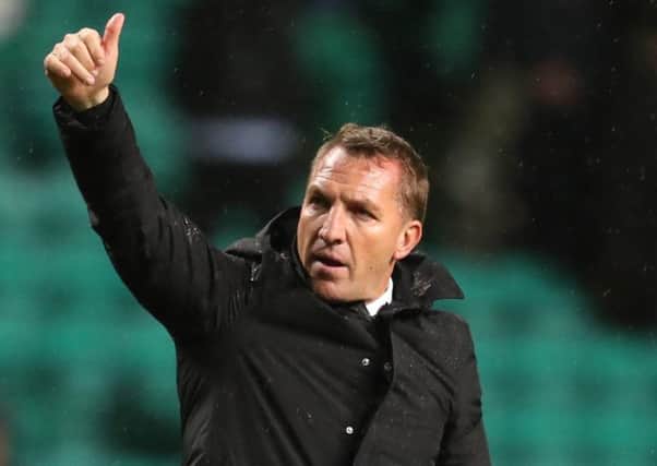 Celtic manager Brendan Rodgers at full time as his side defeated Hibs 1-0 at Celtic Park. Picture: PA