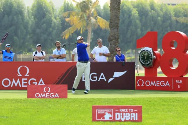 Richie Ramdsay tees off at the 18th on the Majlis Course at Emirates Golf Club. Picture; Getty Images