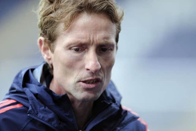 14-11-2014. Picture Michael Gillen. FALKIRK. Falkirk Stadium. Scotland v Holland. Netherlands. Under-19s match. Scot Gemmill.
