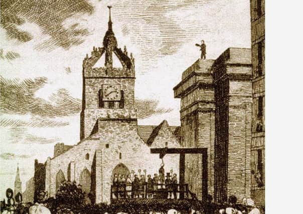 A depiction of Burke's hanging in Edinburgh's Grassmarket on the 28th January 1829.