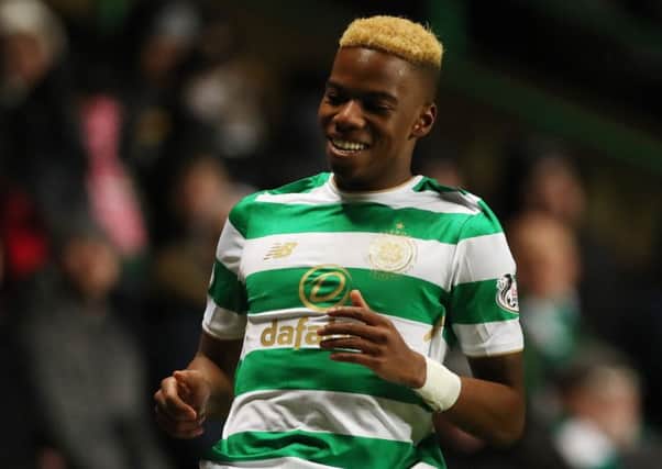 Charly Musonda was overwhelmed by the reception he was given by the Celtic fans when he came on as a substitute against Hearts. Picture: Getty.