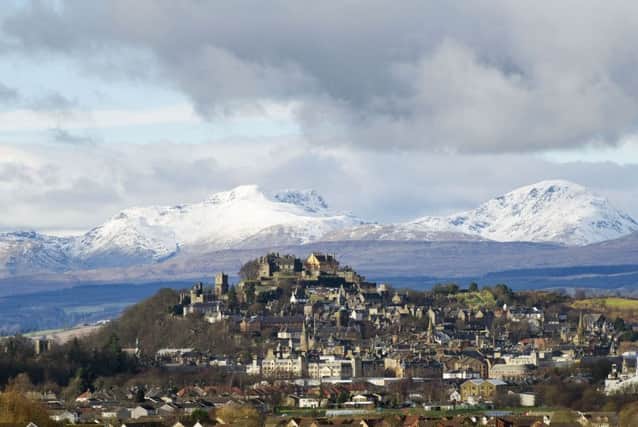 A view of Stirling and the castle with snow cover hills in the distance. Picture: Ian Rutherford