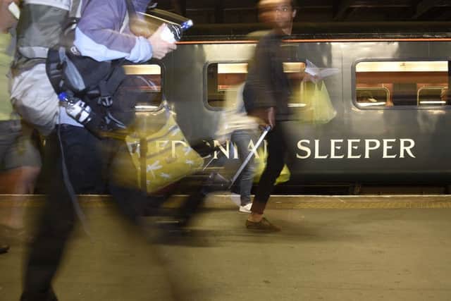 The Caledonian Sleeper from London Euston to Edinburgh Waverley with guests travelling up for the Edinburgh International Fashion Festival. Picture: Greg Macvean