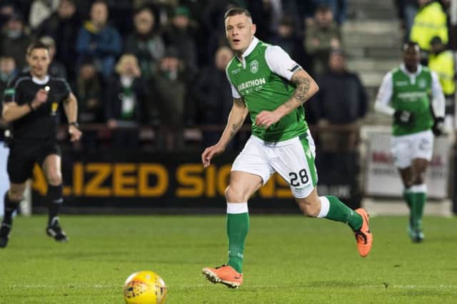 Anthony Stokes on the ball in the 0-0 draw with Hearts at Tynecastle in December. Picture: SNS Group