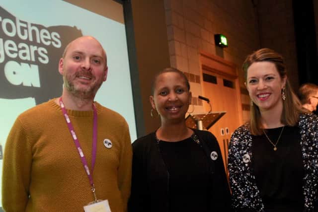 From left, Dan Brown, Chantal Mrini, and Jenny Gilruth MSP. Picture: Contributed