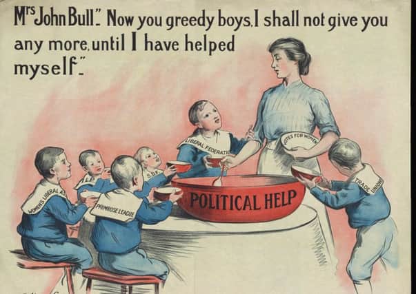 One of the suffragette posters which has gone on display at Cambridge University Library. Picture: SWNS