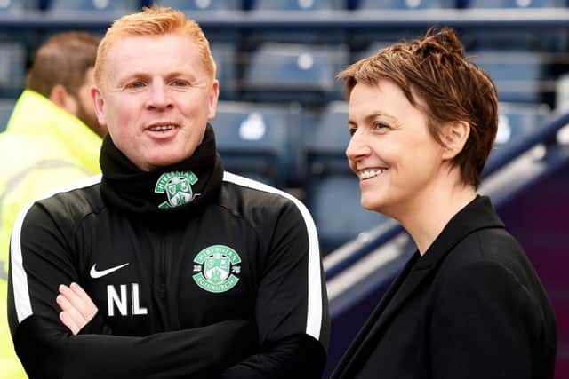 Neil Lennon, left, with Leeann Dempster. Picture: SNS Group