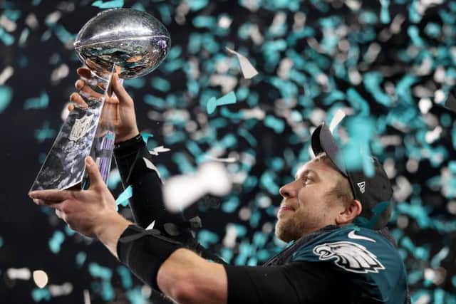 MVP Nick Foles with the Vince Lombardi trophy. Picture: Getty