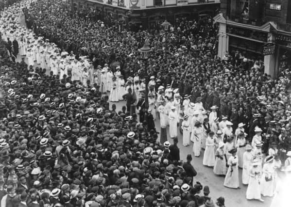 The funeral procession for Emily Davison in Derby in 1913 (Picture: Hulton Archive/Getty Images)