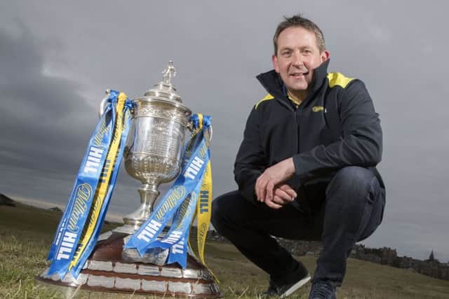 Billy Dodds with the Scottish Cup at St Andrews Old Course Hotel