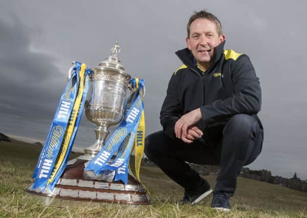 Billy Dodds with the Scottish Cup at St Andrews Old Course Hotel