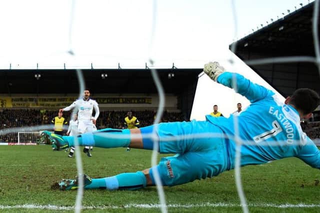 Eastwood saves a penalty from Newcastle United forward Aleksandar Mitrovic. Picture: Getty images