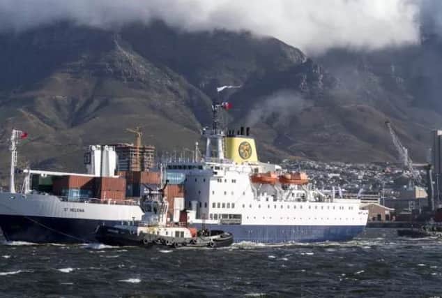 The Royal Mail Ship St Helena leaves the South African city of Cape Town. Picture: AP