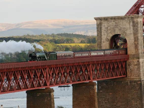 Flying Scotsman crossing the Forth Bridge. Picture: Steam Dreams