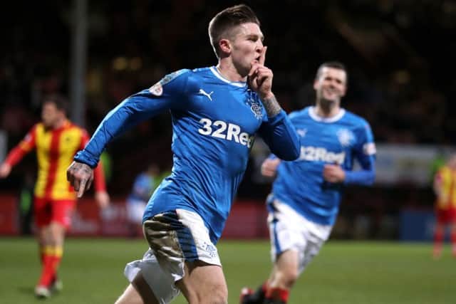 Josh Windass celebrated his goal with a 'shush' gesture. Picture: SNS Group